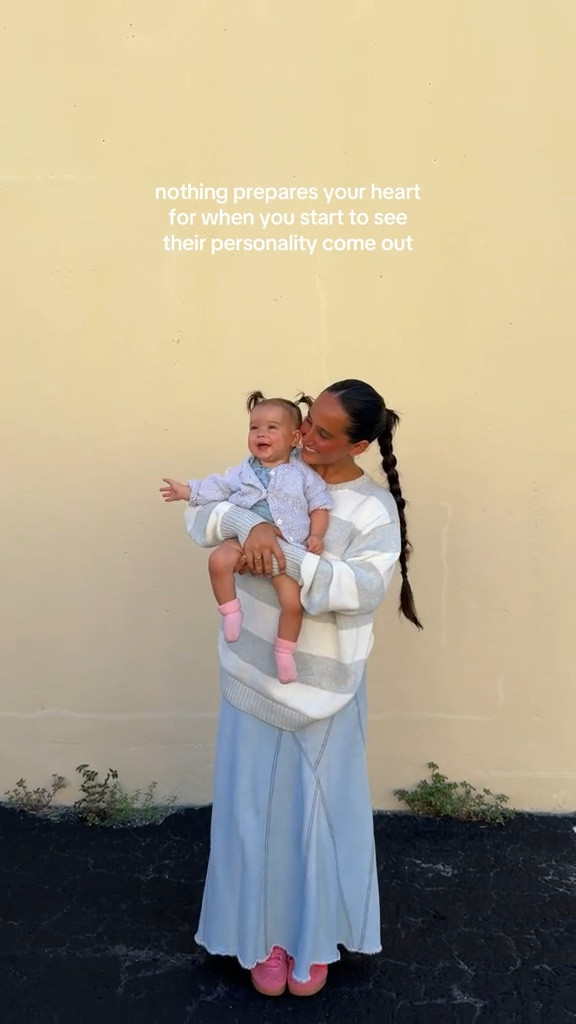 church ootd with our social butterfly🦋💗 

fall outfit, sweater, denim maxi skirt, adidas gazelle

#LTKSeasonal #LTKVideo #LTKFamily