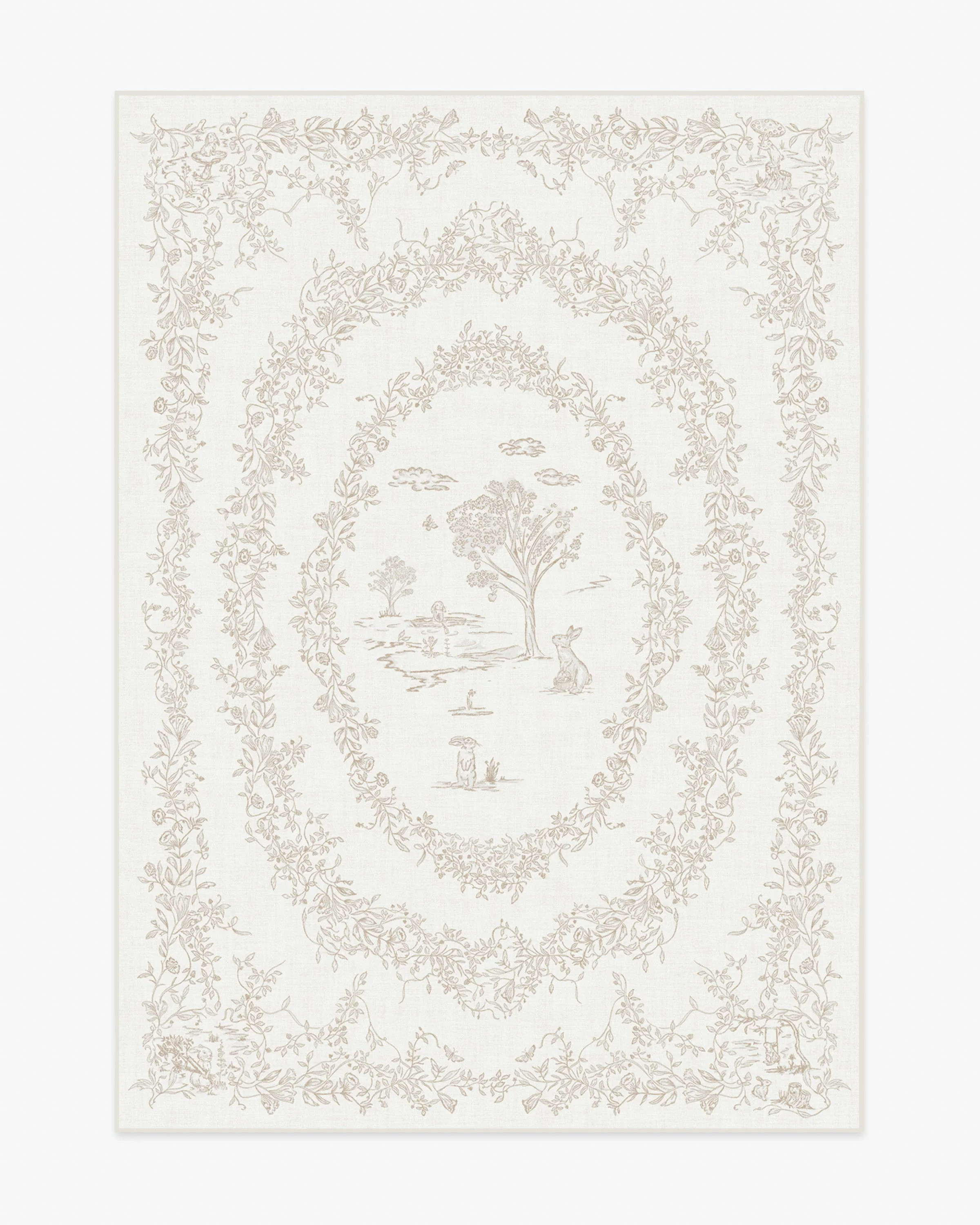 Bashful Bunny Toile Ivory Rug | Ruggable