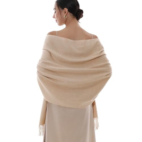 RIIQIICHY Winter Scarf for Women Beige Pashmina Shawls Wraps for Evening Dresses Large Warm Soft Scarves | Amazon (US)