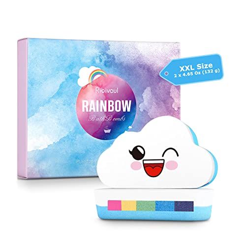 Rainbow Bath Bombs 2Pcs Gift Set, Ribivaul Handmade Bath Bombs with Natural Ingredients and Dream... | Amazon (US)