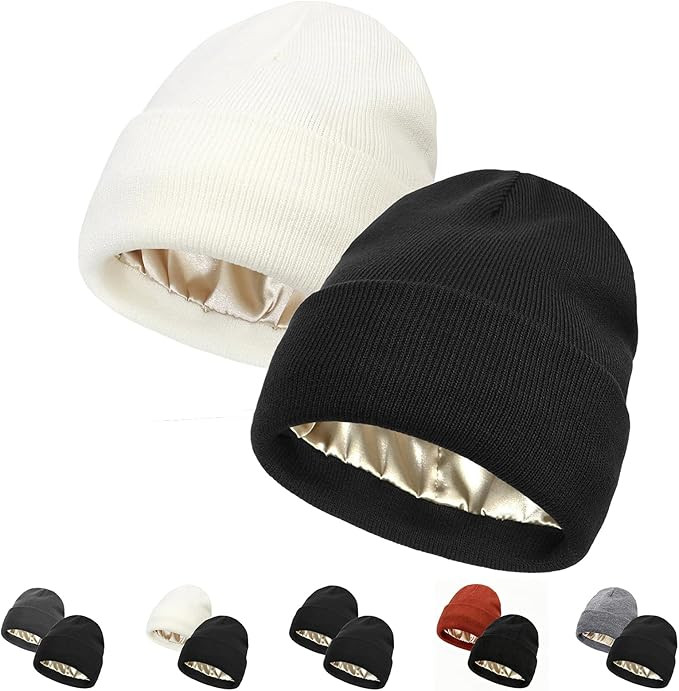 2 PCS Unisex Beanie Hats for Men Women Winter Knit Beanies Soft Slouchy Warm Cuffed Beanie Hat | Amazon (US)