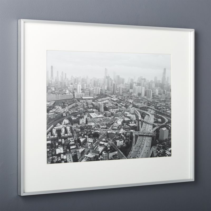 Gallery Brushed Silver Modern Picture Frame with White Mat 18"x24" | CB2 | CB2