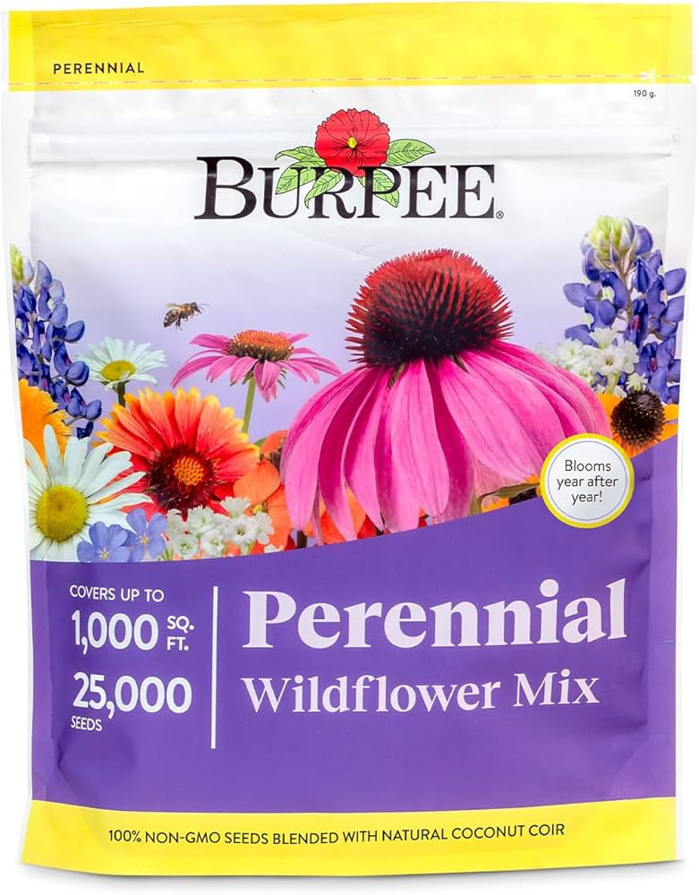 Burpee Wildflower 25,000 Bulk, 1 Bag | 18 Varieties of Non-GMO Flower Seeds Pollinator Garden, Pe... | Amazon (US)