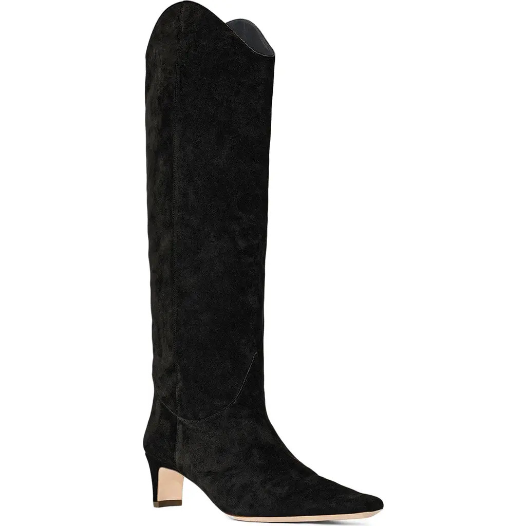 STAUD Wally Western Boot in Black Suede at Nordstrom, Size 8.5Us | Nordstrom