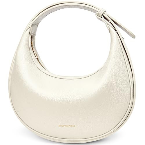 BOSTANTEN Crescent Shoulder Bag for Women Trendy Crossbody Hobo Purse Vegan Leather Clutch Handbag Large Beige | Amazon (US)