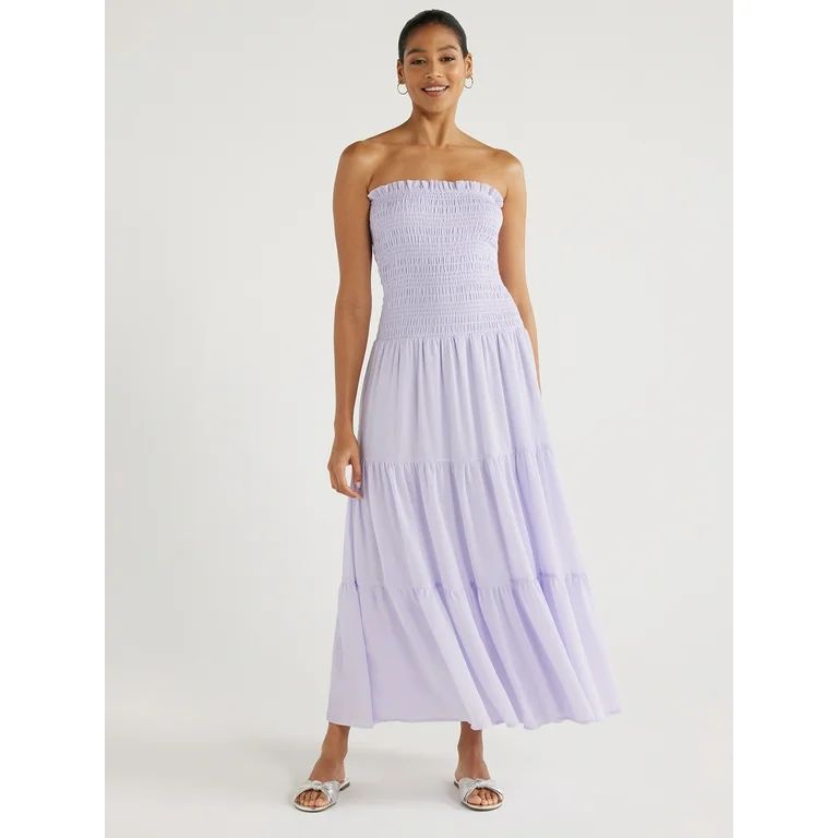 Scoop Women's Smocked Strapless Maxi Dress, Sizes XS-XXL | Walmart (US)