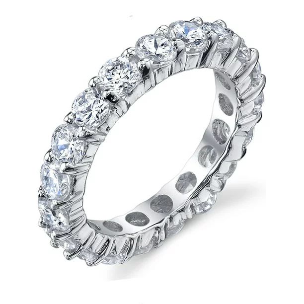 Women's 3.50MM Sterling Silver 925 Eternity Ring Engagement Wedding Ring Cubic Zirconia Sz 7 - Wa... | Walmart (US)