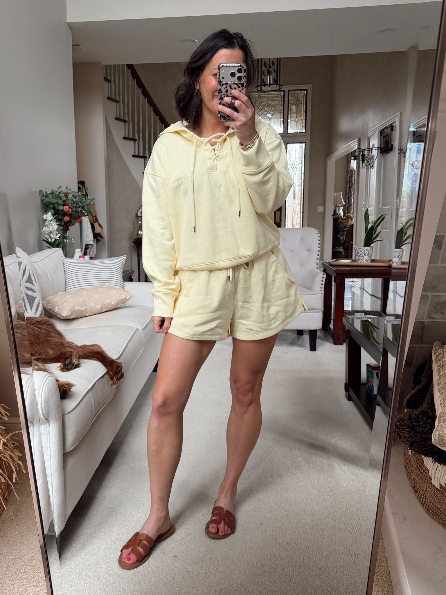 Target set runs true to size! 
Sweatshirt - wearing a small
Shorts - run true to size to big



#LTKOver40 #LTKActive #LTKootd