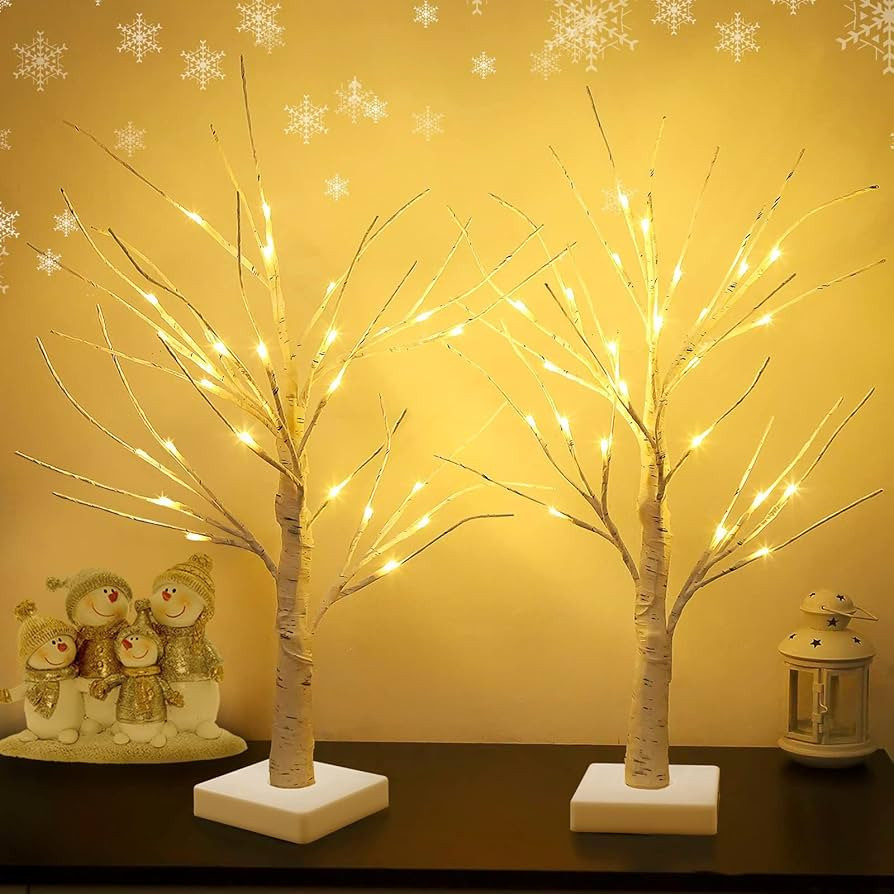 Set of 2 Warm White Birch Tree Light with Battery or USB Powered 24 LED Fairy Light Spirit Tree T... | Amazon (US)