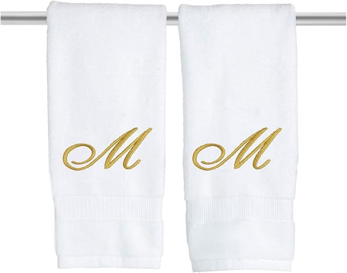 White Monogrammed Hand Towels for Bathroom - Luxury Hotel Quality Personalized Initial Embroidere... | Amazon (US)