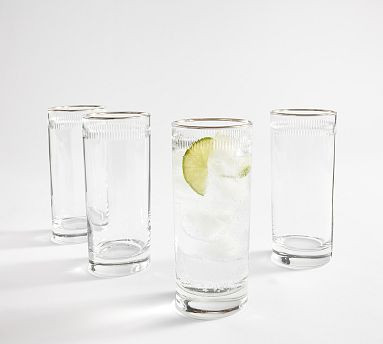 Etched Silver Rim Highball Glasses - Set of 4 | Pottery Barn (US)
