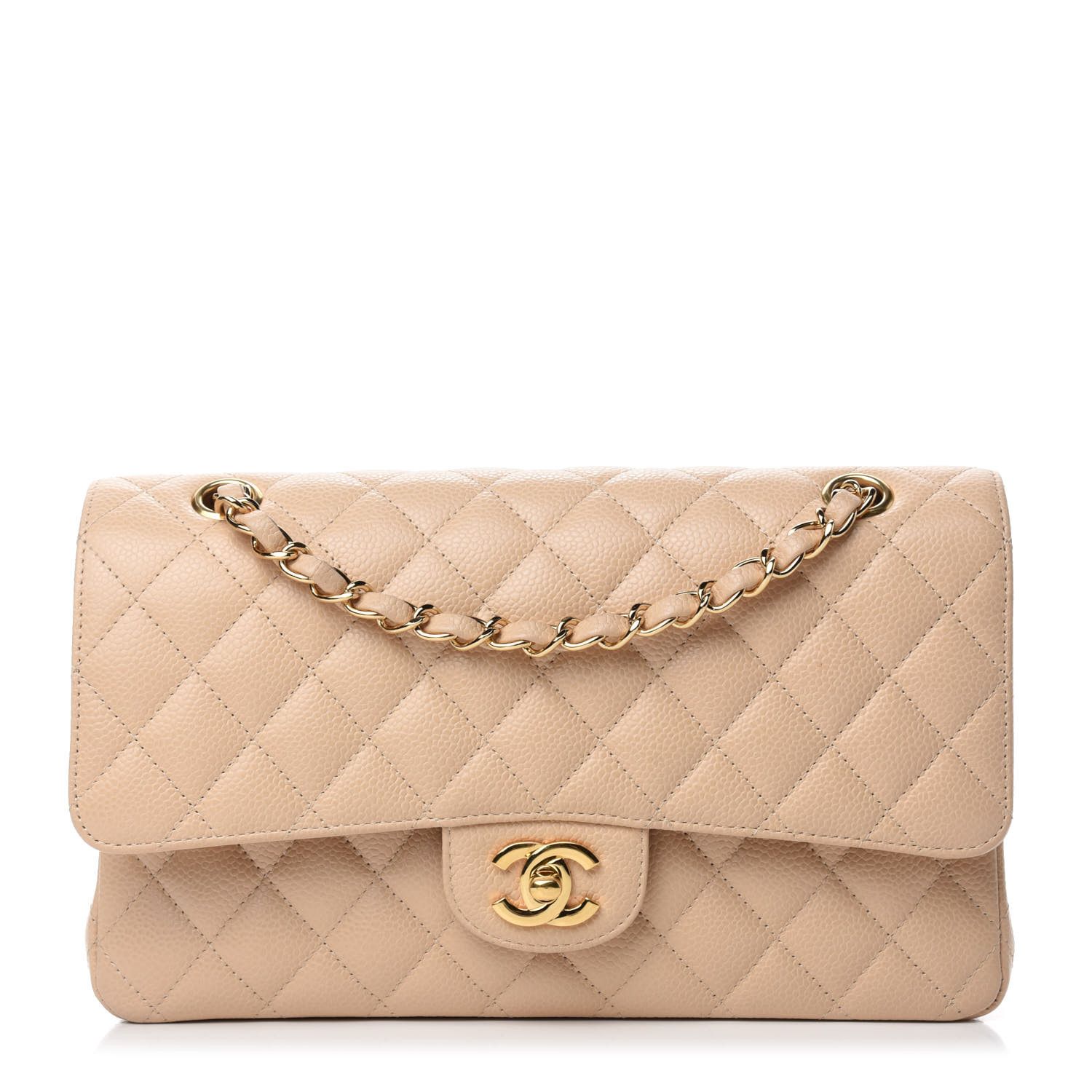 Caviar Quilted Medium Double Flap Beige Clair | Fashionphile