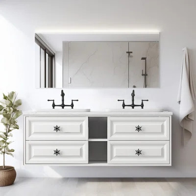 Ahnyia 60'' Wall Mounted Double Bathroom Vanity Base Only | Wayfair North America