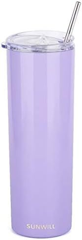 SUNWILL Straw Tumbler Skinny Travel Tumbler with Lid, Vacuum Insulated Double Wall Stainless Stee... | Amazon (US)