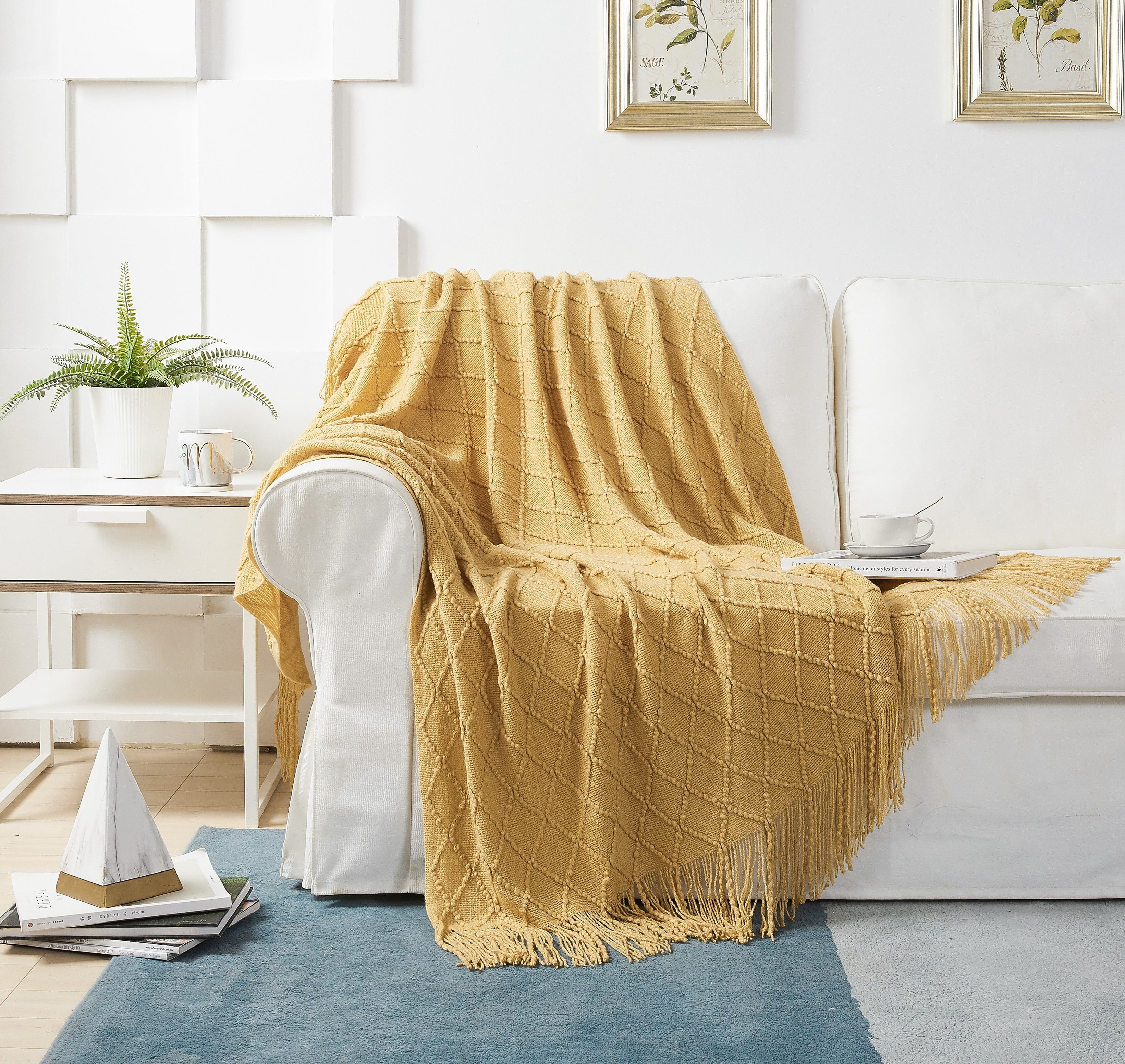 ModernlyBasic Knitted Throw Blanket, 50 x 60 inch, Warm & Cozy Decorative Throw Blankets with Tas... | Walmart (US)