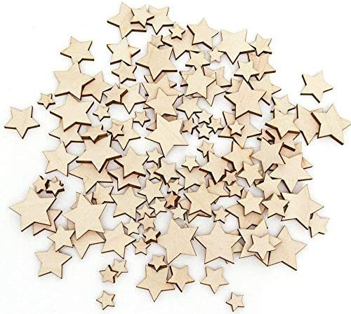 Amazon.com: DERAYEE 100 Pcs Unfinished Wooden Stars Ornaments, Assorted Size Cutout Blank Wood Pi... | Amazon (US)
