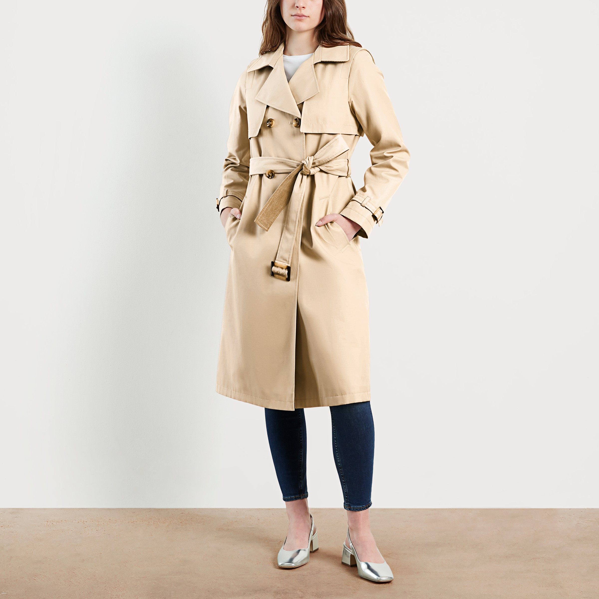 Sam Edelman Belted Trench Coat Birch XL | Sam Edelman