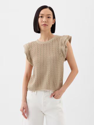 Crochet Flutter Sleeve Top | Gap Factory