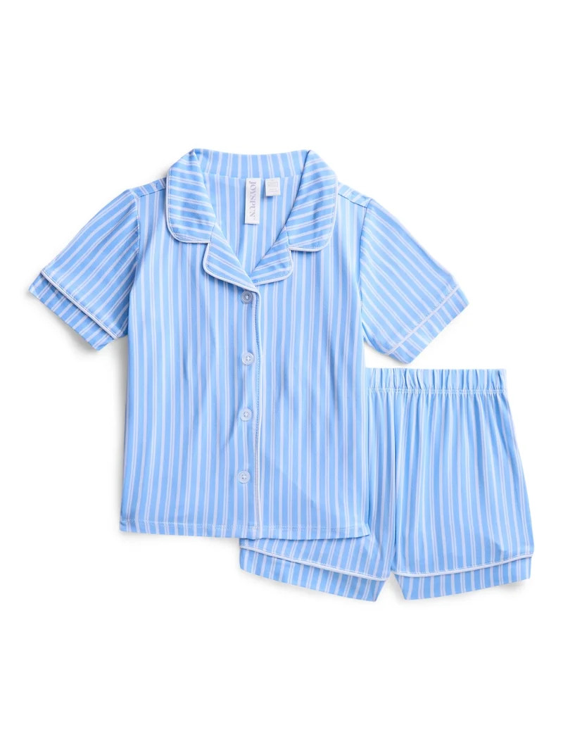 Joyspun Toddler Mommy and Me Notch Collar Top and Shorts Family Matching Pajama Set, Sizes 2T-5T | Walmart (US)