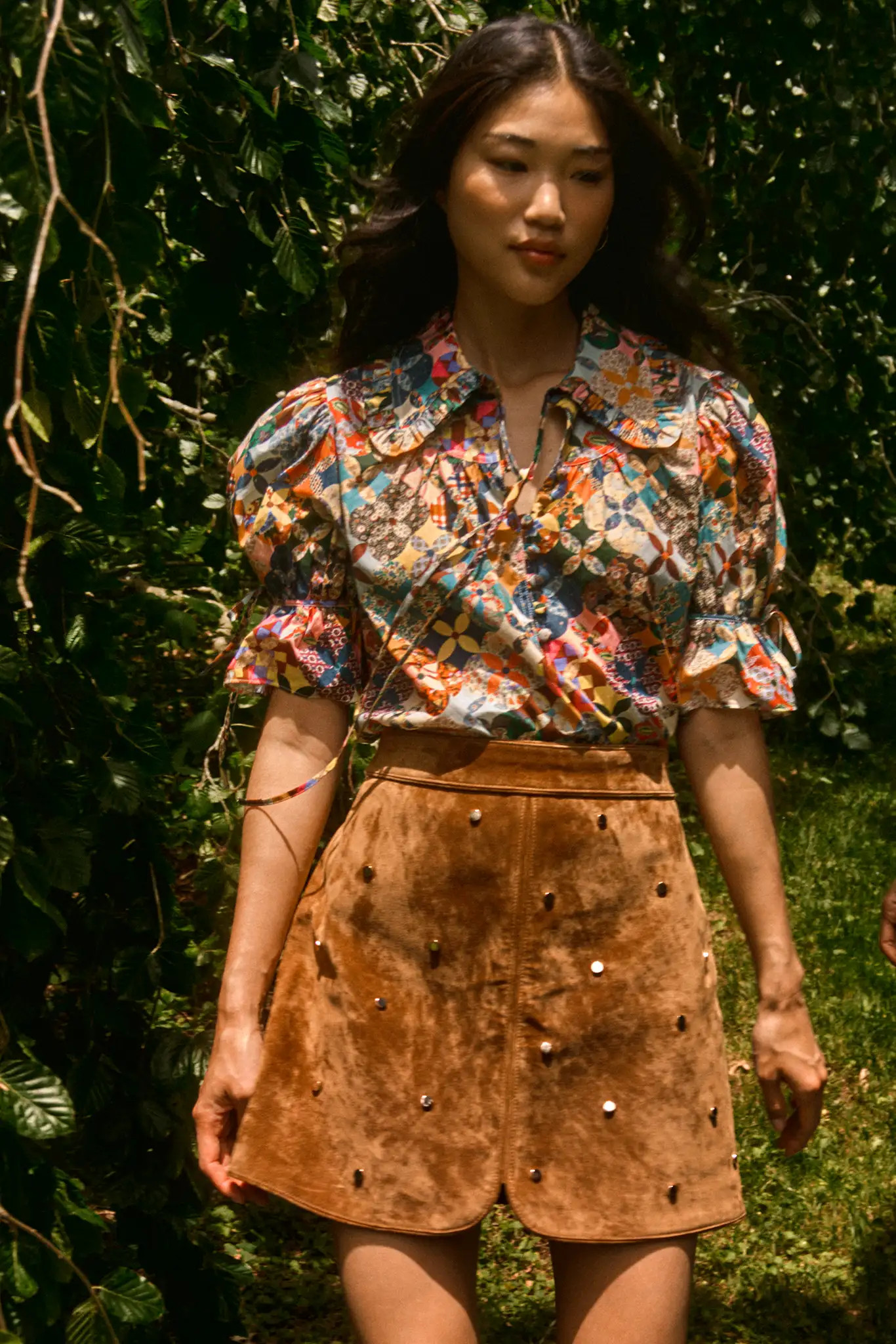 Dottie Skirt | Studded Suede Mini Skirt | Hunter Bell | Hunter Bell