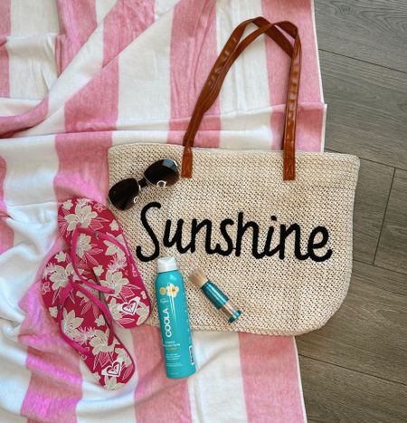 Cute Mother’s Day beach bag gift idea - everything is from Amazon. Sunshine beach bag, pink striped towel, hot pink Roxy flip flops, and sunscreen!

#LTKshoecrush #LTKitbag #LTKGiftGuide
