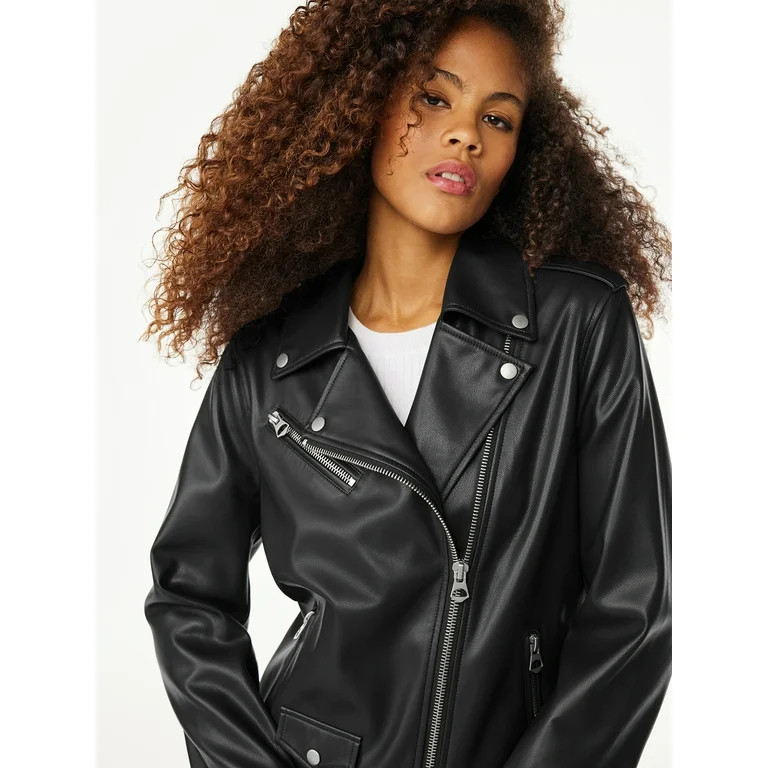 Scoop Women's Faux Leather Moto Jacket | Walmart (US)