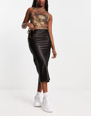 COLLUSION satin slip maxi skirt in black | ASOS (Global)