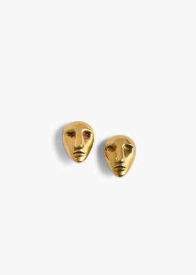 KHAITE - Visage Earrings In Antique Gold | Khaite