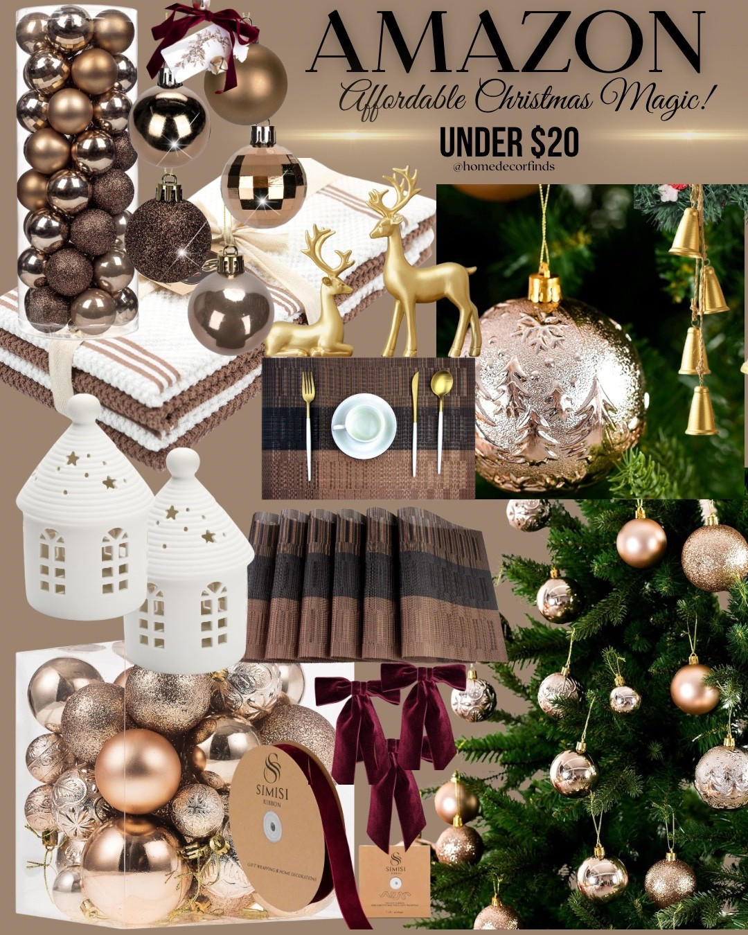 ✨ Affordable Christmas Magic! ✨
Bring the holiday glow to your home without overspending! 🎄
From elegant gold ornaments and cozy accents to chic table settings everything you see is UNDER $20 on Amazon! 💫
Create a warm, luxurious Christmas look that feels high-end but totally budget-friendly.

🛒 Shop the full list now♥️

#LTKSeasonal #LTKHome #LTKSaleAlert
