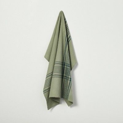 Open Plaid Flour Sack Kitchen Towel Green/Navy - Hearth &#38; Hand&#8482; with Magnolia | Target