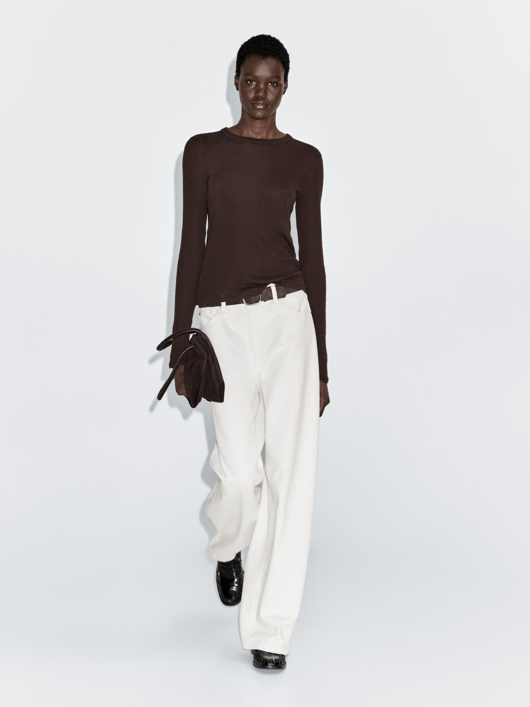 Langarmshirt aus Baumwollmischgewebe | Massimo Dutti DE