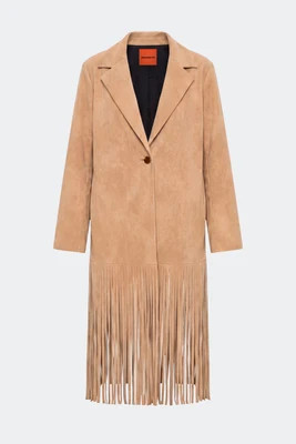 Simon Miller Vero Vegan Leather Fringe Coat In Sand - Vero Vegan Leather Fringe Coat In Sand | Shop.com