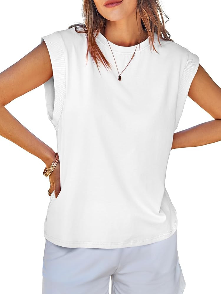 Tankaneo Womens Cap Sleeve Tank Tops Cotton Summer Casual Loose Fit Basic Tee Shirts 2025 Fashion | Amazon (US)