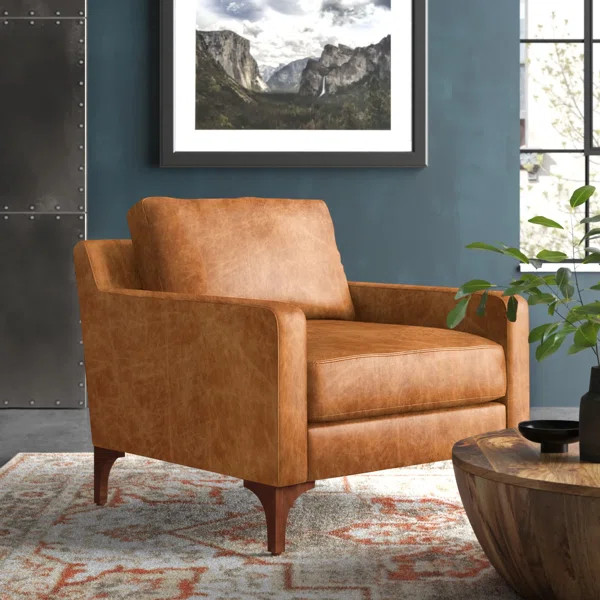 Full-Grain Genuine Italian Leather Accent Chair | Wayfair North America