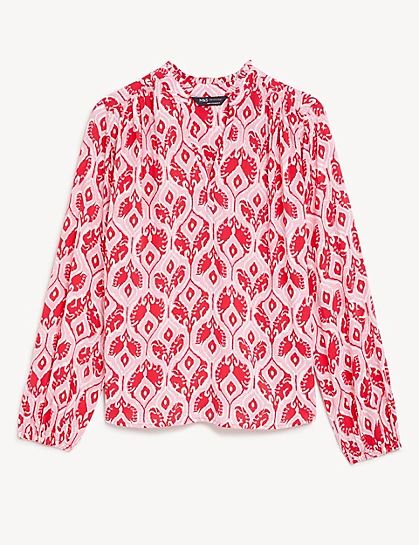 Popover-blouse met V-hals en bloemmotief | Marks and Spencer Benelux