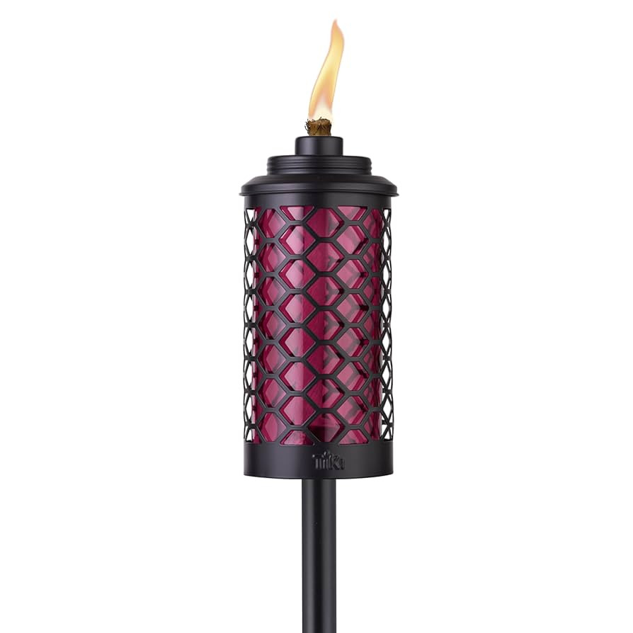 Convertible 65" Honeycomb Glass Torch – Burgundy Outdoor Decorative Lighting for Patio, Lawn & ... | Amazon (US)