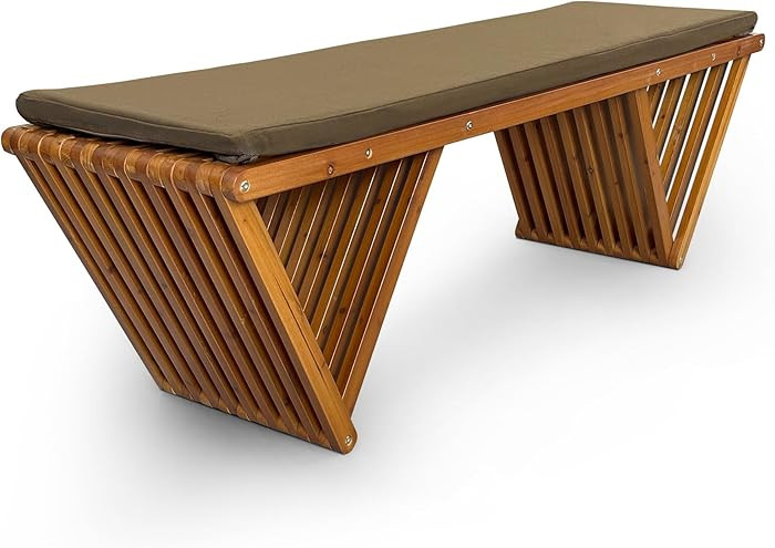 Mega Casa Outdoor Wooden Bench with Weatherproof Cushion, Solid Fir Wood, Coating with Wood Varni... | Amazon (US)