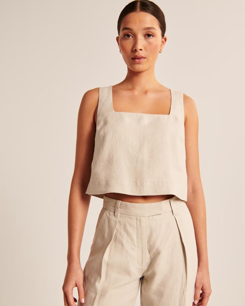 Premium Linen Squareneck Set Top | Abercrombie & Fitch (US)