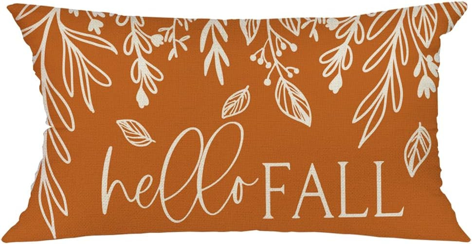 GEEORY Fall Decor Pillow Cover 12x20 inch Hello Pumpkin Leaves Farmhouse Lumbar Throw Pillow Cove... | Amazon (US)