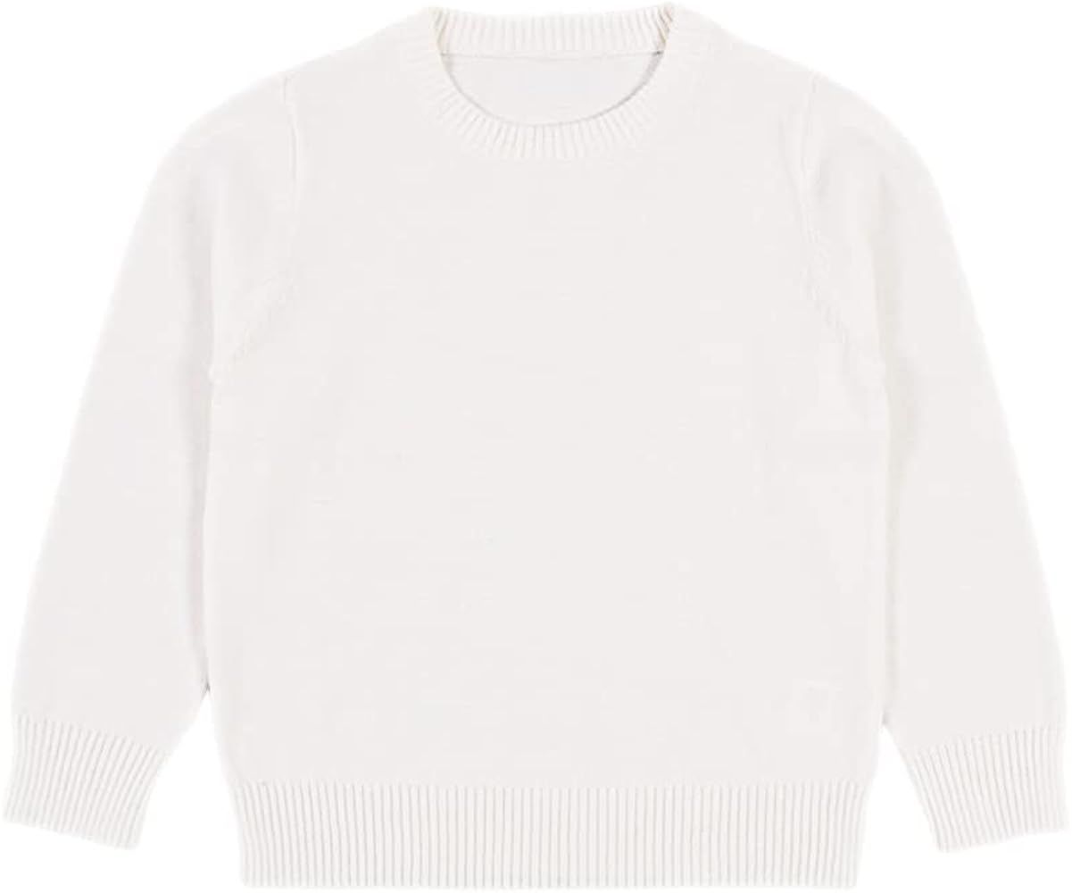 Toddler Baby Boys Knit Sweater Girls Pullover Sweatshirt Little Kids Long Sleeve Crew Neck Solid ... | Amazon (US)