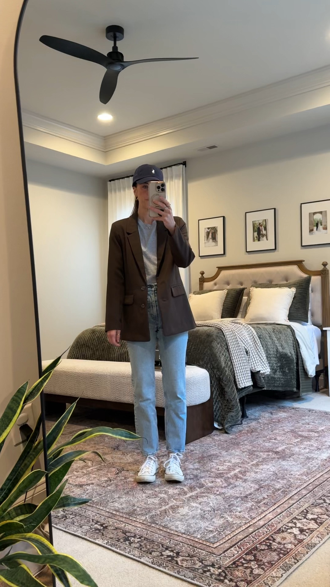 Elevated mom outfit = blazer + sneakers + straight leg jeans (aka: polished but still comfy). 🤎 This brown blazer outfit is my go-to for casual workwear, business casual, or a spring everyday outfit when you want to look put together fast. Wearing blazer size S, Pact GOTS-certified tee, and Abercrombie high rise ankle straight jeans (25R). #blazeroutfit #businesscasual #casualworkoutfit #straightlegjeans #momoutfit #springoutfit #capsulewardrobe #elevatedbasics



#LTKmomlife #LTKSeasonal #LTKootd