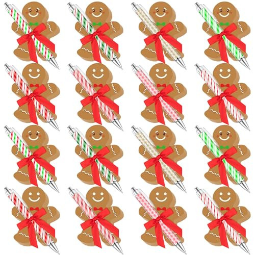 16 Sets Christmas Sticky Notes with Pen Gingerbread Man Memo Pad Candy Ballpoint Pen Set with Ribbon Christmas Appreciation Gifts for School Office Home Party Favor | Amazon (US)