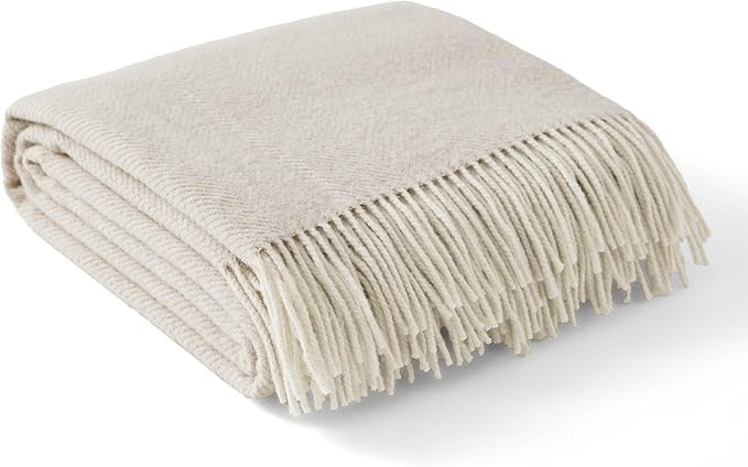 Bedsure 100% Wool Blanket for Women Gift - GentleSoft and Cozy, Lightweight Warm Christmas Blanke... | Amazon (US)