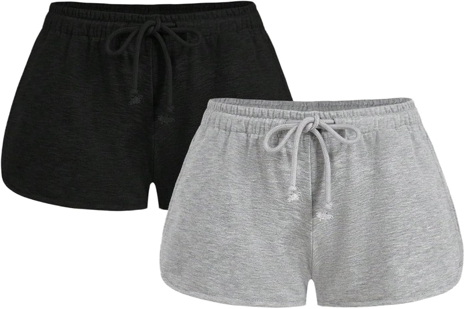 Women's 2 Packs Drawstring Waist Sweat Shorts Low Rise Workout Track Shorts Casual Lounge | Amazon (US)