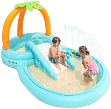 Kiddie Pool, Evajoy Inflatable Play Center Kids Pool with Slide, Water Sprayers Thickened Wear-Re... | Amazon (US)