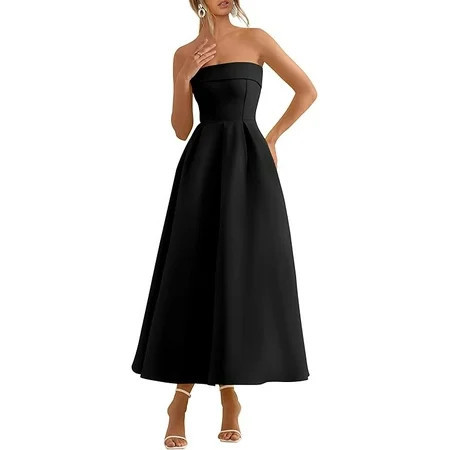 PRETTYGARDEN Cocktail Dresses for Women Summer Formal Elegant Tube Top Strapless Spring Wedding Guest Party Midi Dress | Walmart (US)