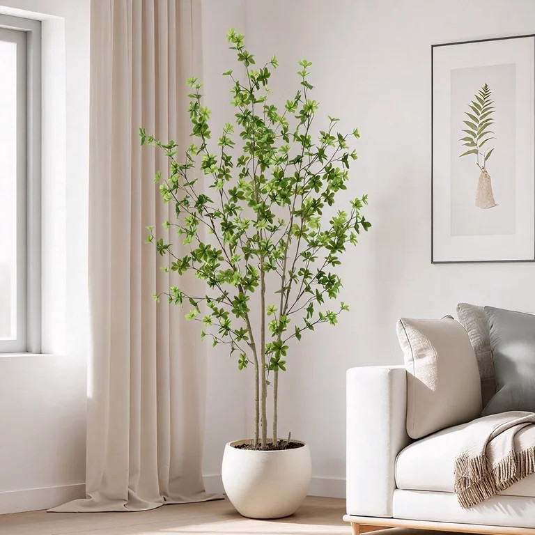 Artificial Enkianthus Tree 6ft Tall Fake Plant with Lifelike Leaves and Trunk - Large Indoor Floo... | Walmart (US)