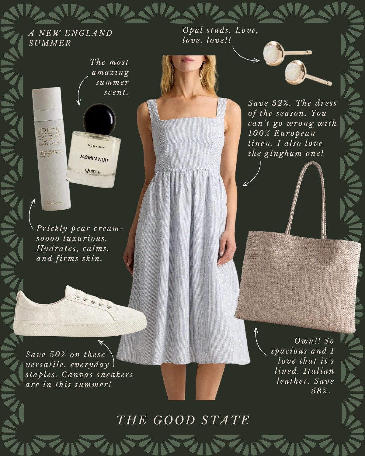 This summertime collection is for the ladies who spend slow mornings wandering down the historic streets of Newport—the warmth of the sun on their shoulders, the cool breeze blowing through their hair and an iced latte in one hand. For the ones whose ideal afternoon looks like browsing bookstores and antique shops in Kennebunkport. This is for the ladies who enjoy Cape Cod bike rides, Martha’s Vineyard ferry days and late summer evening in Watch Hill when everyone somehow ends up barefoot by sunset.

This is for the ladies who have spent years building their wardrobe. The ones who collect rather than consume. The ladies who carefully choose timeless staples they’ll wear for decades—a perfectly broken-in pair of loafers or Sperrys, a crisp white button-down and an heirloom cable-knit sweater.

This is for the ladies who look like the just stepped out of a Ralph Lauren Catalog. The ones whose outfits are polished and playful. The lovers of all things J.Crew and the ones who find themselves growing Tuckernuck’s website multiple times a week. For the lovers of heritage style, classic tailoring, block print, woven totes and a wardrobe that chases tradition not trend.

This is for the ladies who romanticize slow mornings at the harbor, fresh cut hydrangeas on the kitchen table, picnics at sunset and a timeless wardrobe fit for a Kennedy. This is for you 🦞✨🫶🏼

#LTKSaleAlert #LTKActive #LTKootd