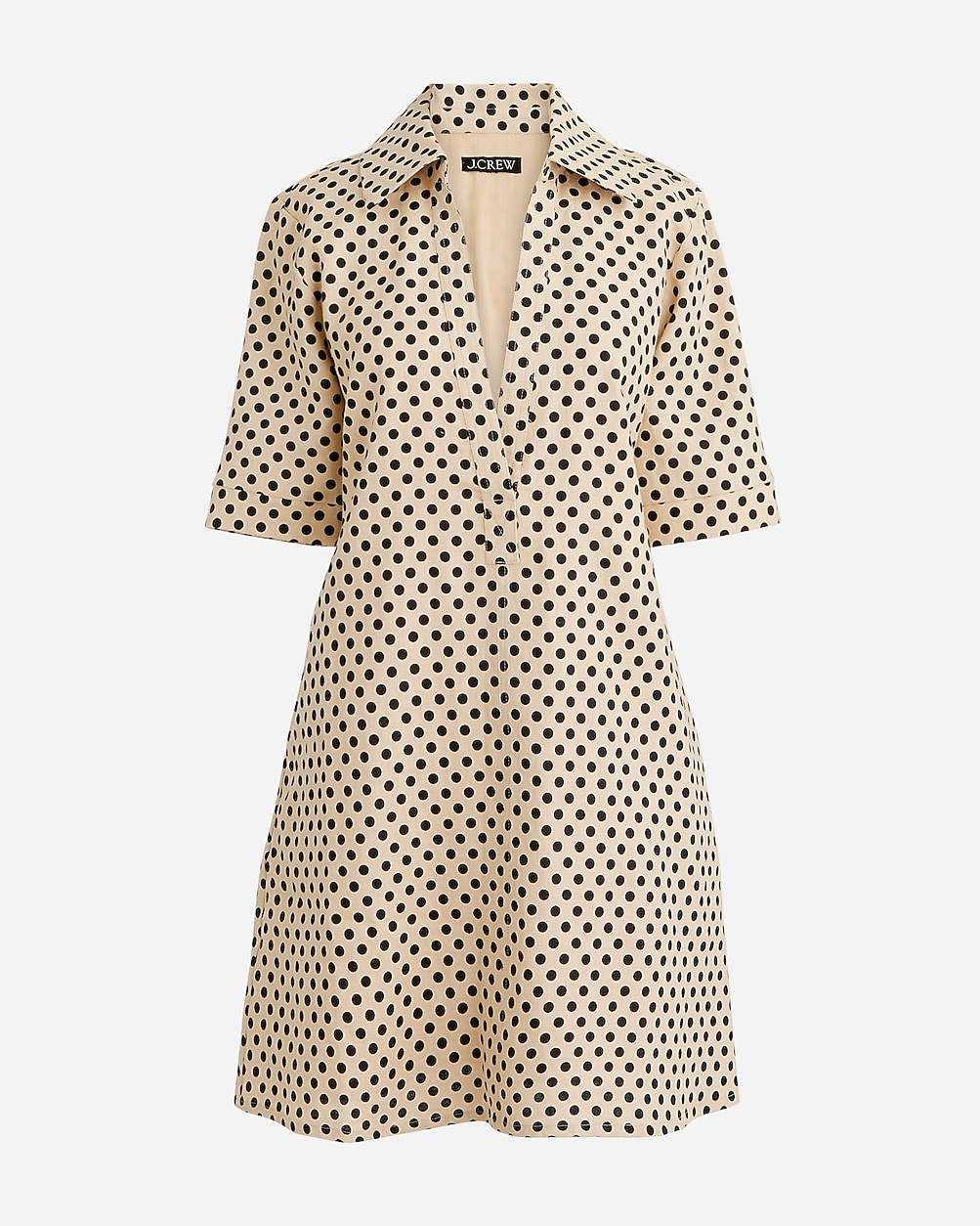 Bungalow popover dress in dot linen | J. Crew US