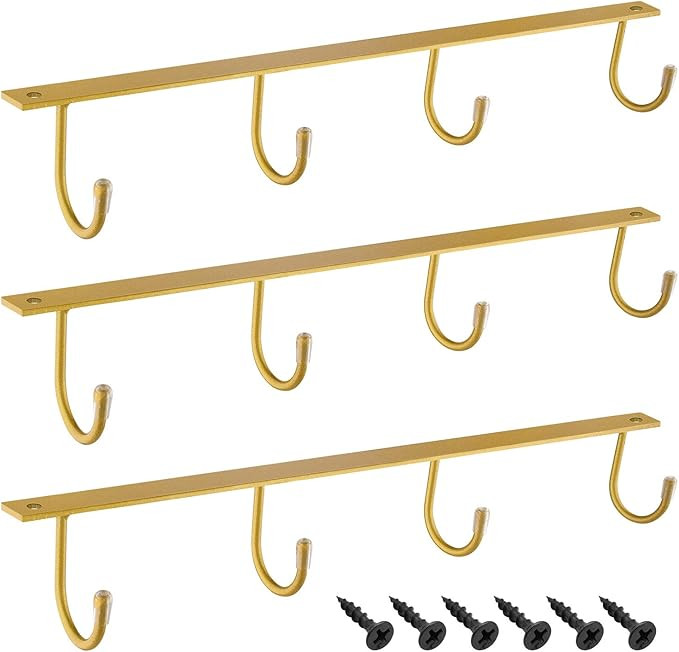 MOCOUM Under Cabinet Coffee Mug Holder, Metal Mug Cup Hook Iron Hanging Mug Rack Under Shelf Coff... | Amazon (US)